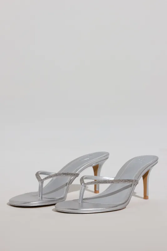 Heeled Sandal in Silver made by Oh Polly