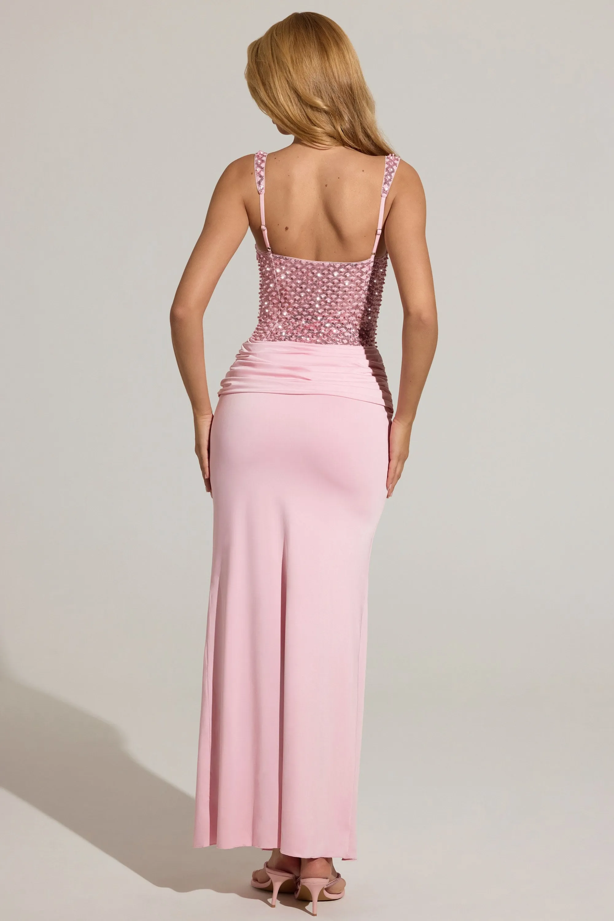 Embellished Corset Maxi Dress in Blush Pink sold by Oh Polly product image thumbnail 3