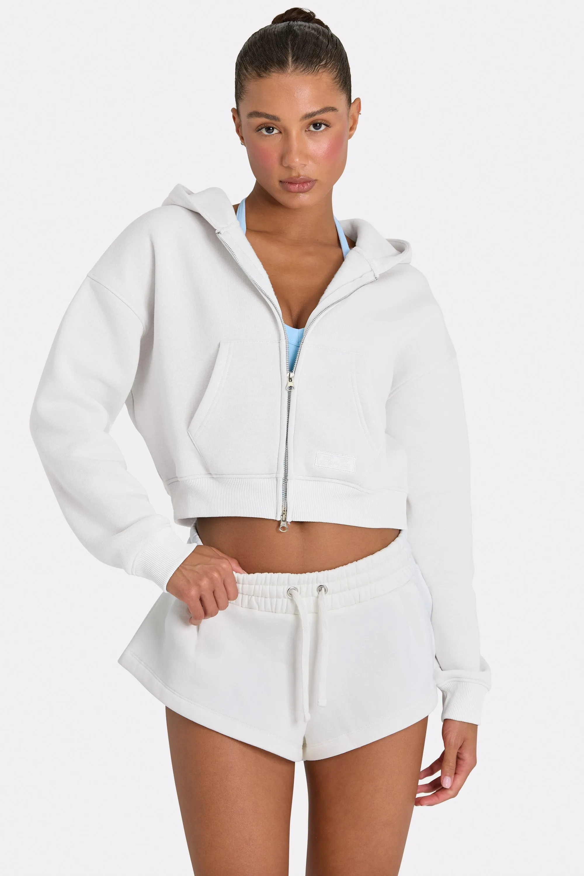 Oversized Zip-Up Hoodie in Marshmallow sold by Oh Polly