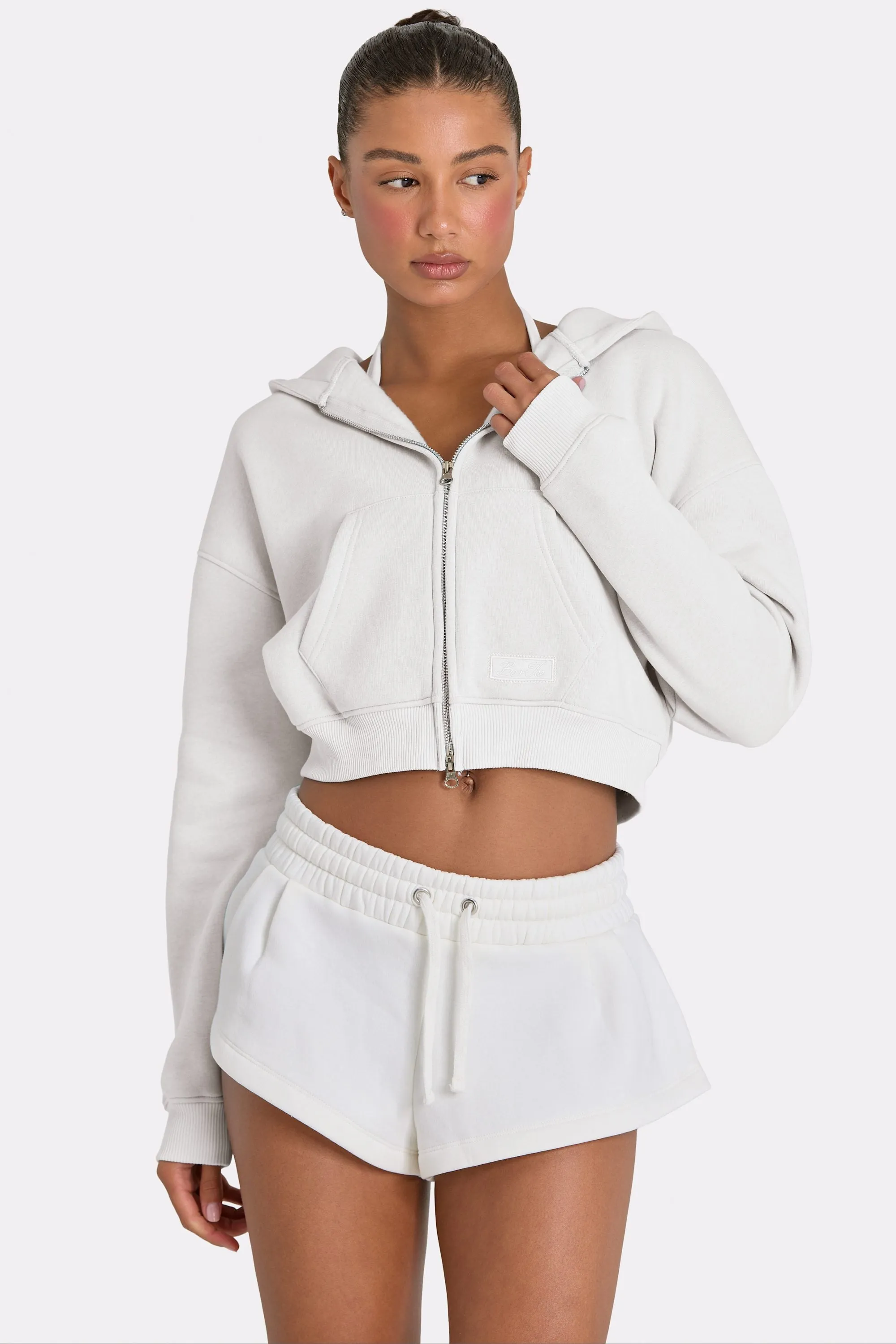 Oversized Zip-Up Hoodie in Marshmallow sold by Oh Polly product image thumbnail 5