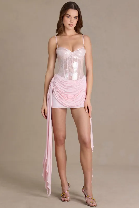 Embellished Lace Corset Mini Dress in Blossom made by Oh Polly