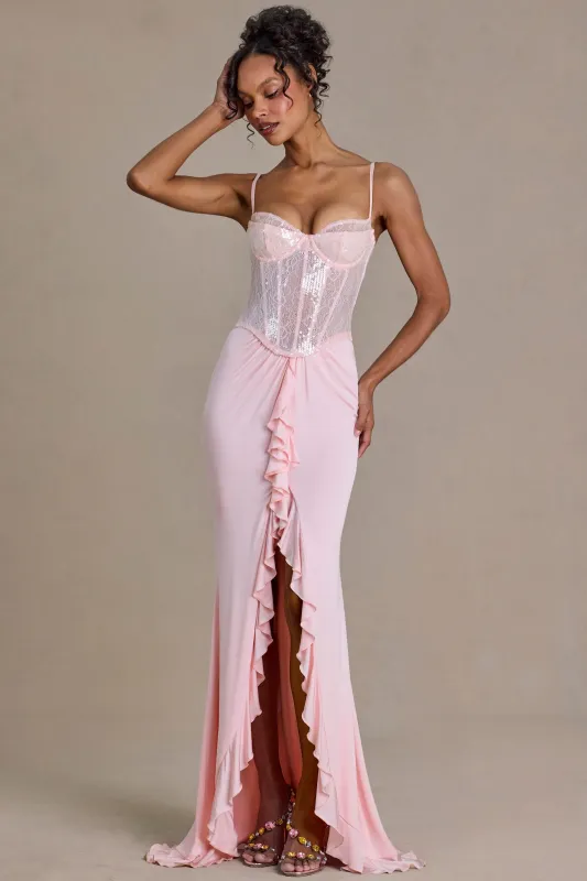 Embellished Lace Corset Gown in Blossom made by Oh Polly