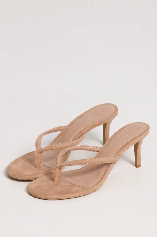 Heeled Thong Sandals in Soft Tan made by Oh Polly