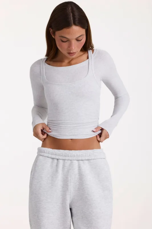 ButterCloud™ Layered Top in Grey Marl made by Bo + Tee