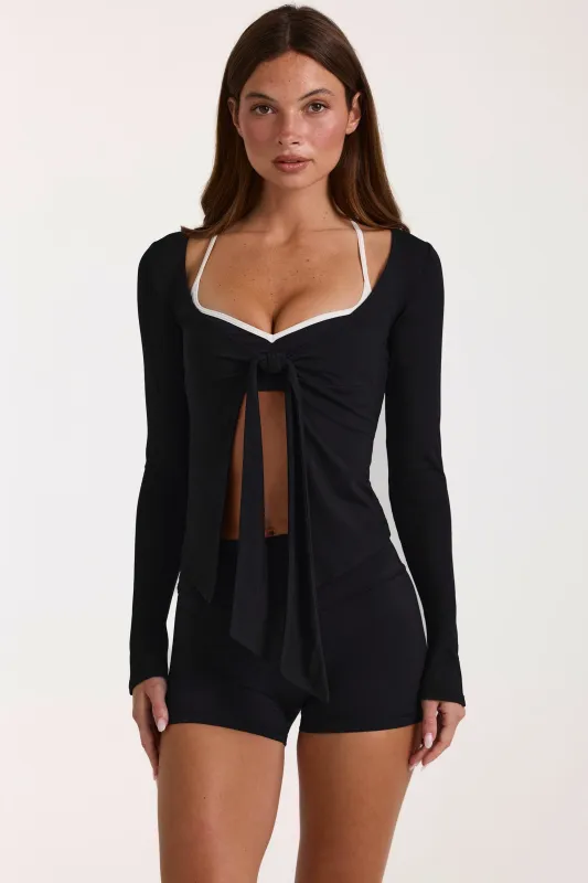 ButterCloud™ Tie-Front Top in Black made by Bo + Tee