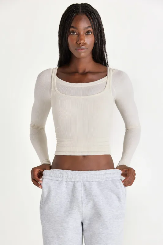 ButterCloud™ Layered Top in Coconut made by Bo + Tee
