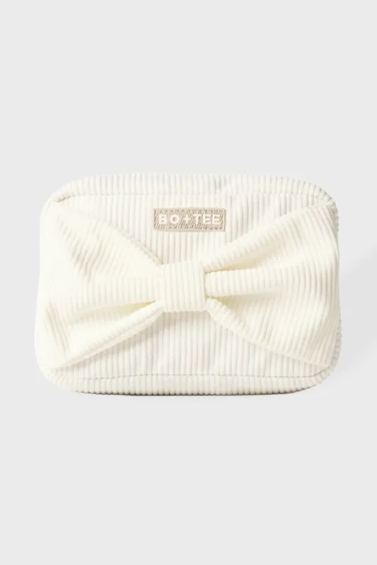 Corduroy Bow Makeup Bag in Coconut made by Bo + Tee