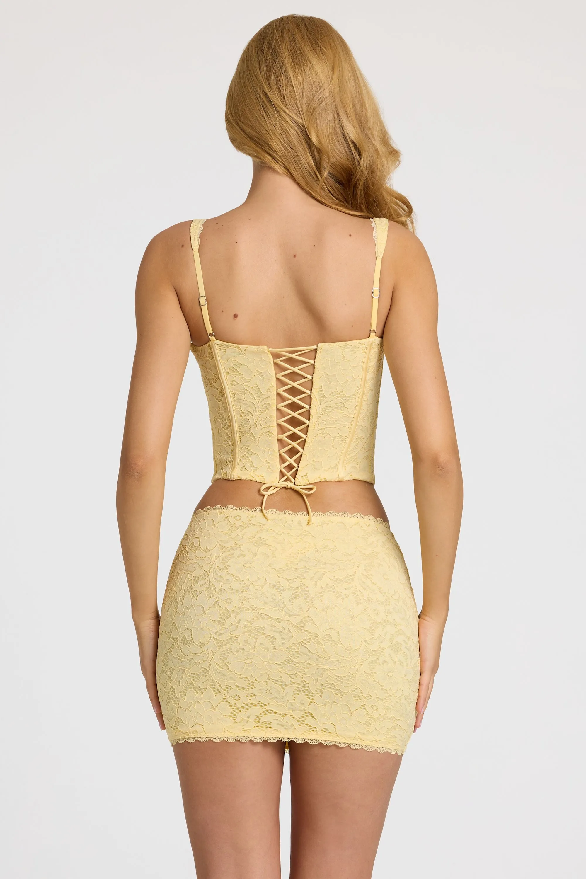 Lace Soft-Scoop Boned Corset Top in Butter Yellow sold by Oh Polly product image thumbnail 3