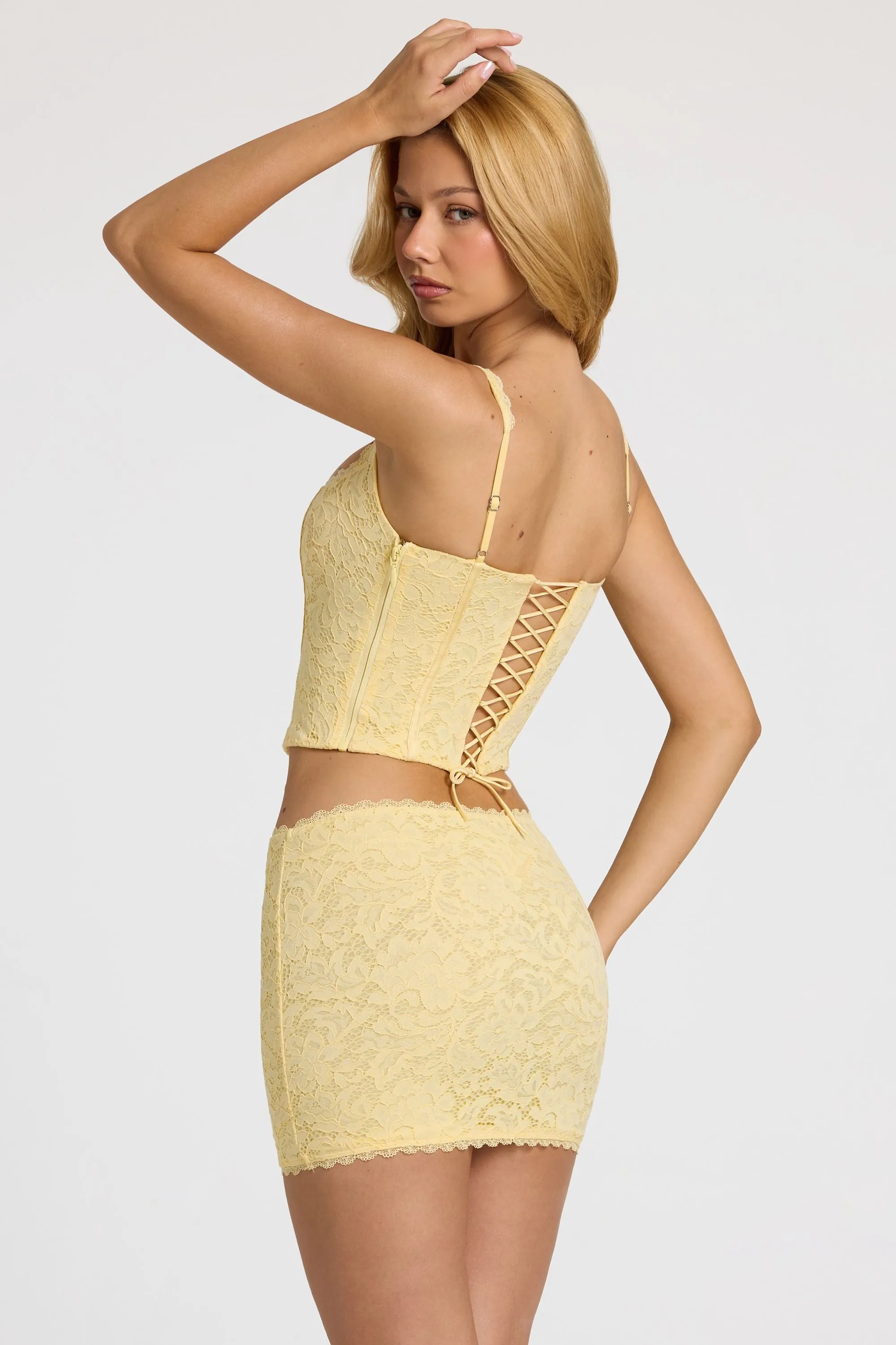 Lace Soft-Scoop Boned Corset Top in Butter Yellow sold by Oh Polly product image thumbnail 2