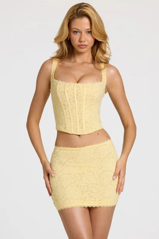 Lace Soft-Scoop Boned Corset Top in Butter Yellow made by Oh Polly