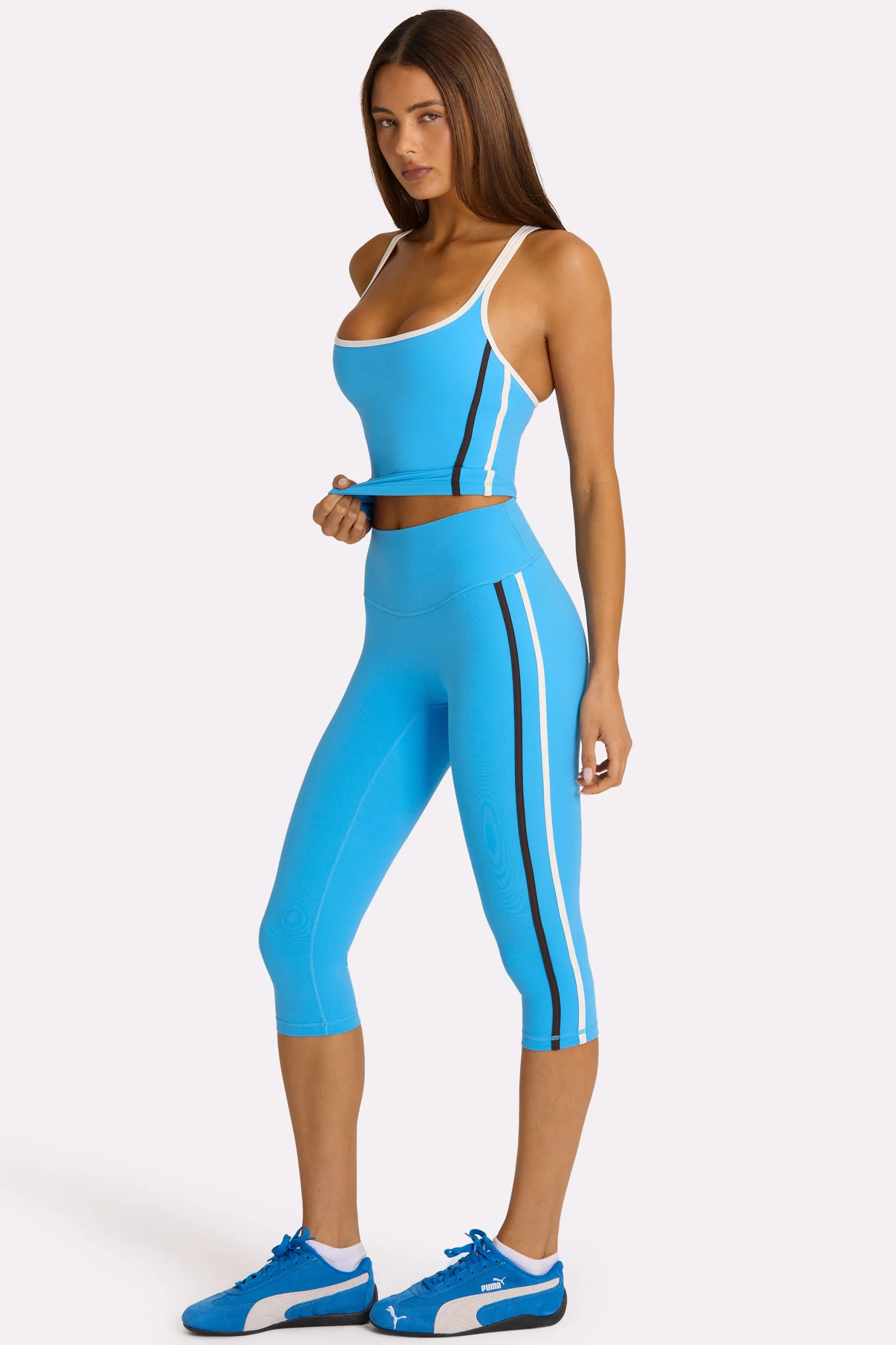 Soft Active Capri Leggings in Electric Blue sold by Oh Polly