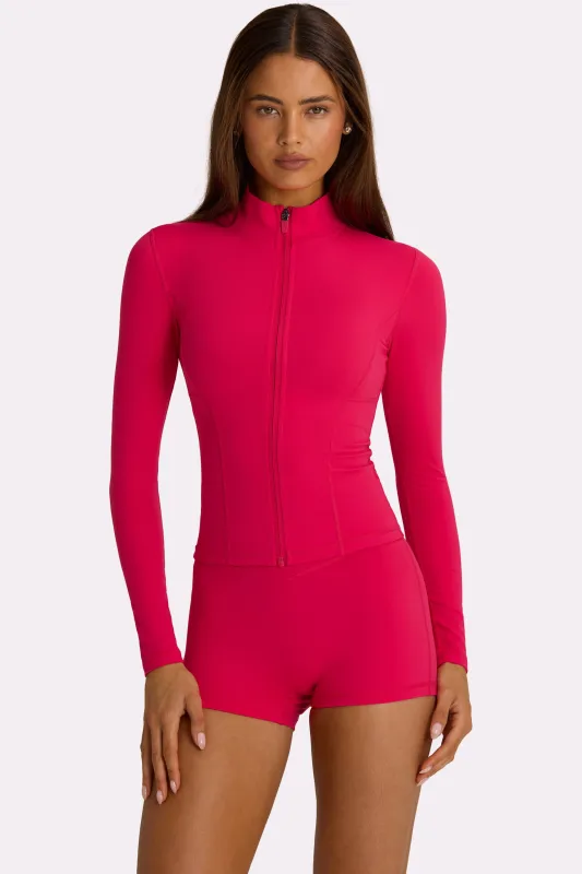 Soft Active Zip-Up Jacket in Hot Pink made by Bo + Tee