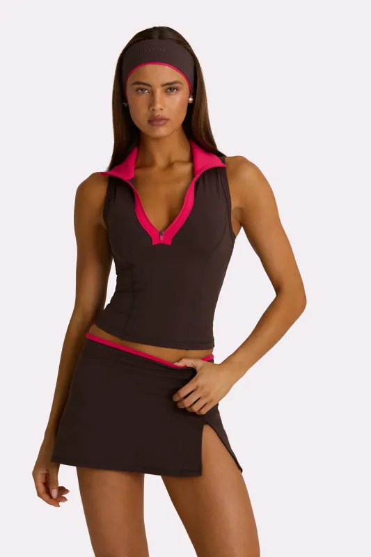 Soft Active Collared Tank Top in Truffle made by Bo + Tee