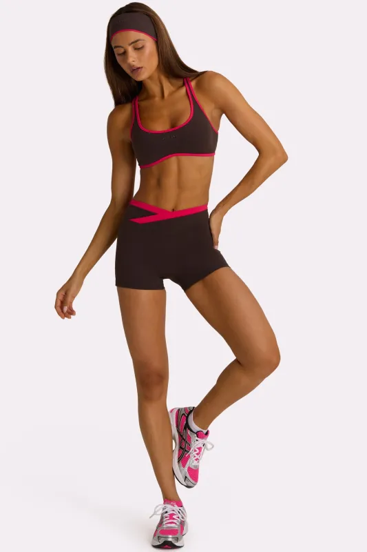 Soft Active Wrap Waist Shorts in Truffle made by Bo + Tee