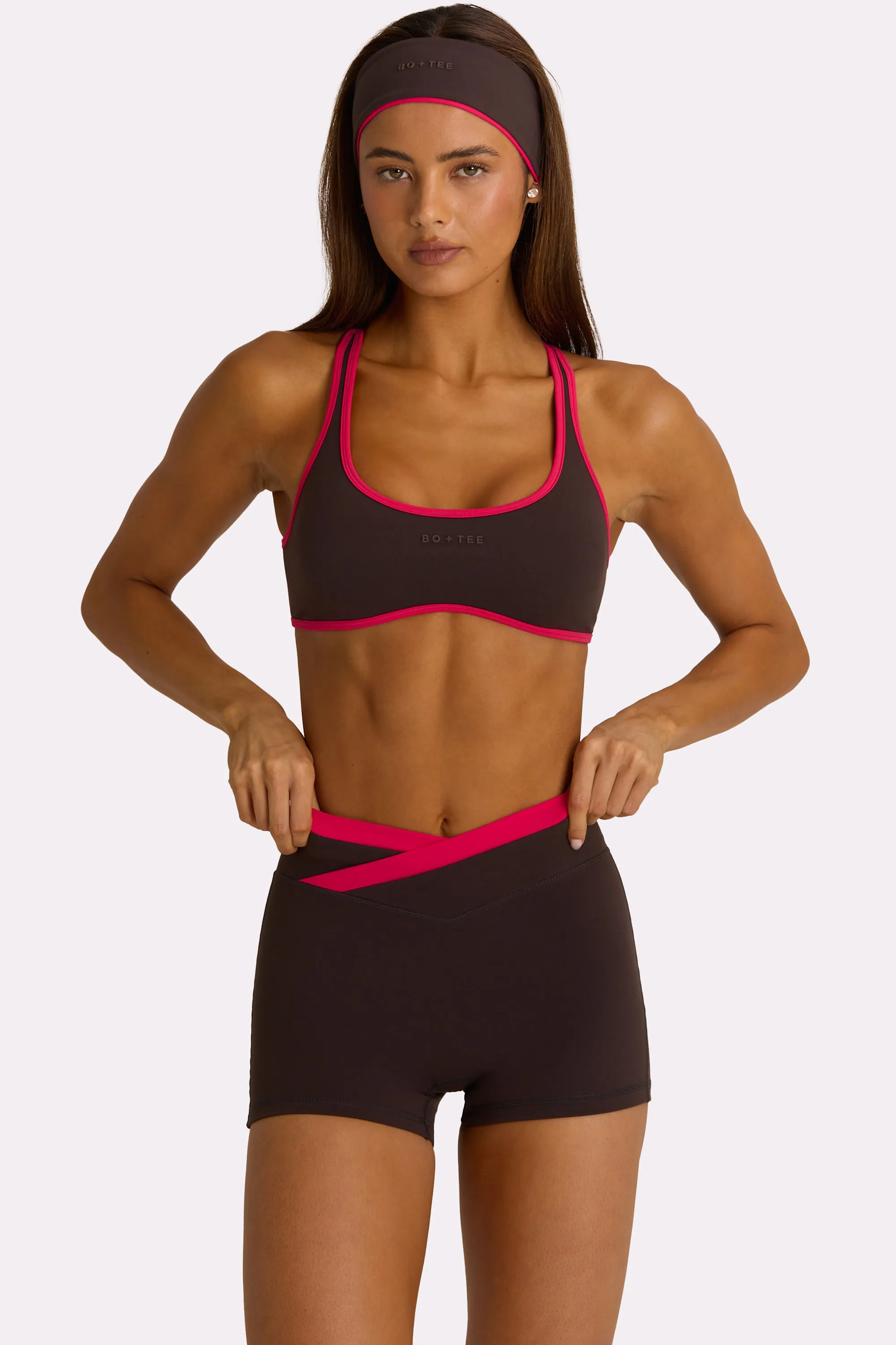 Soft Active Wrap Waist Shorts in Truffle sold by Oh Polly product image thumbnail 4