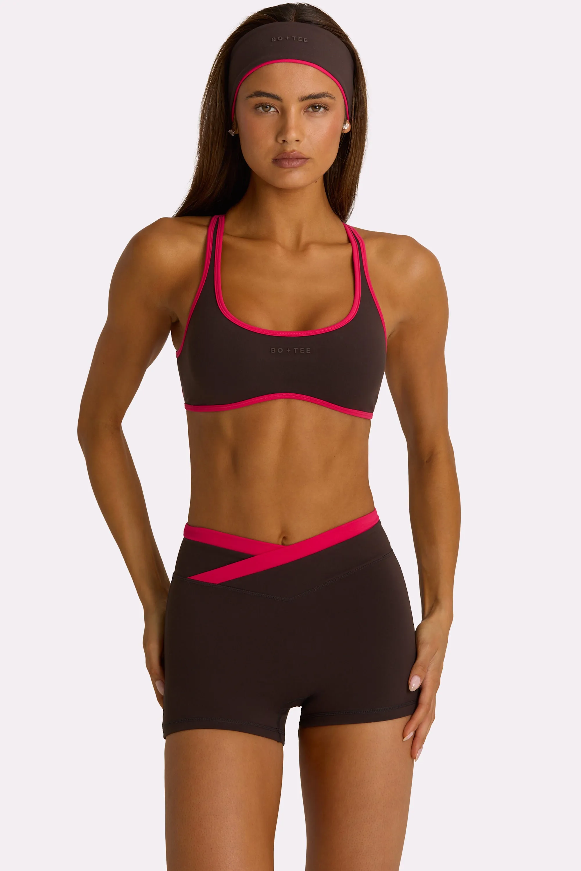 Soft Active Wrap Waist Shorts in Truffle sold by Oh Polly product image thumbnail 5