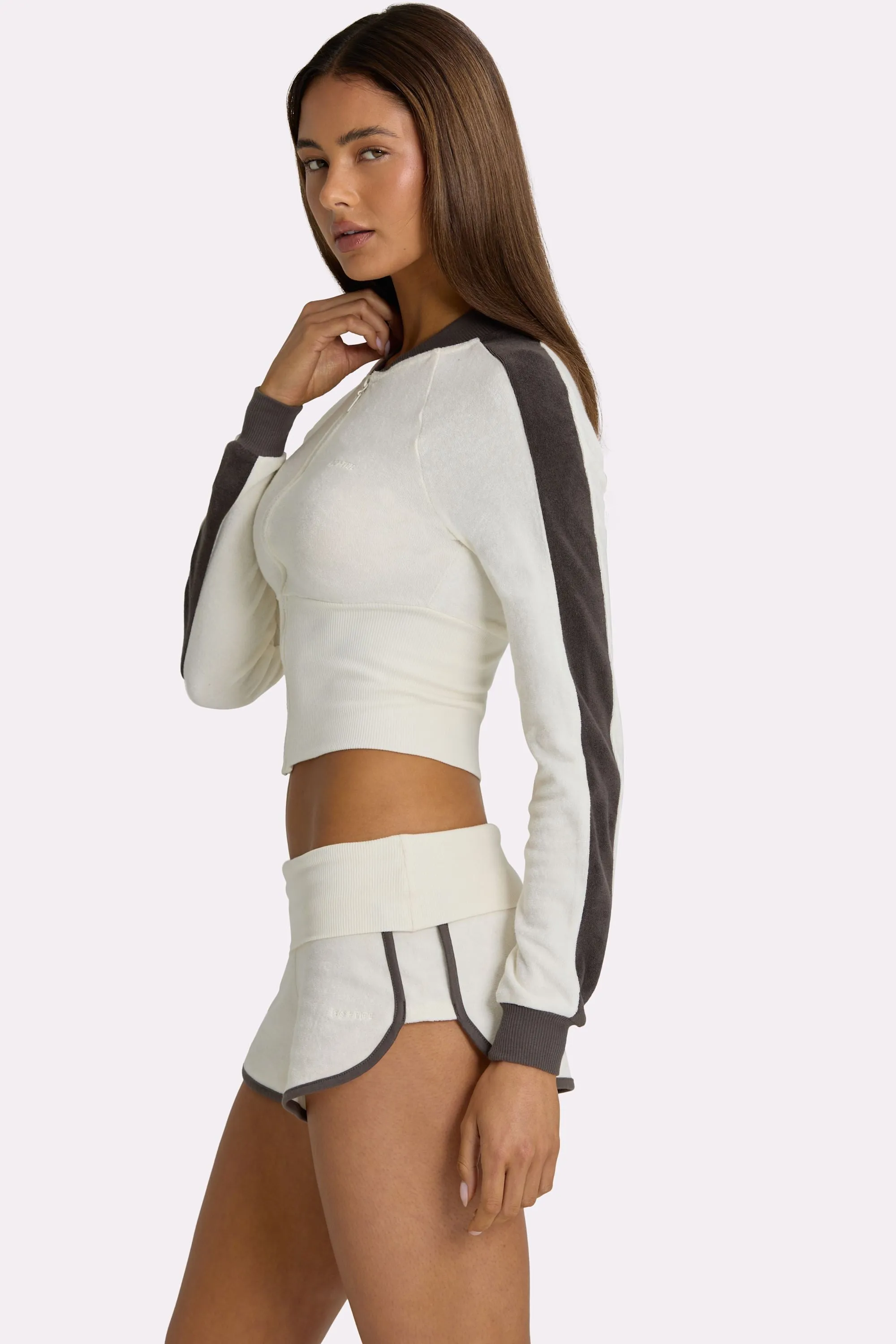 Terry Foldover Waist Shorts in Coconut sold by Oh Polly product image thumbnail 4