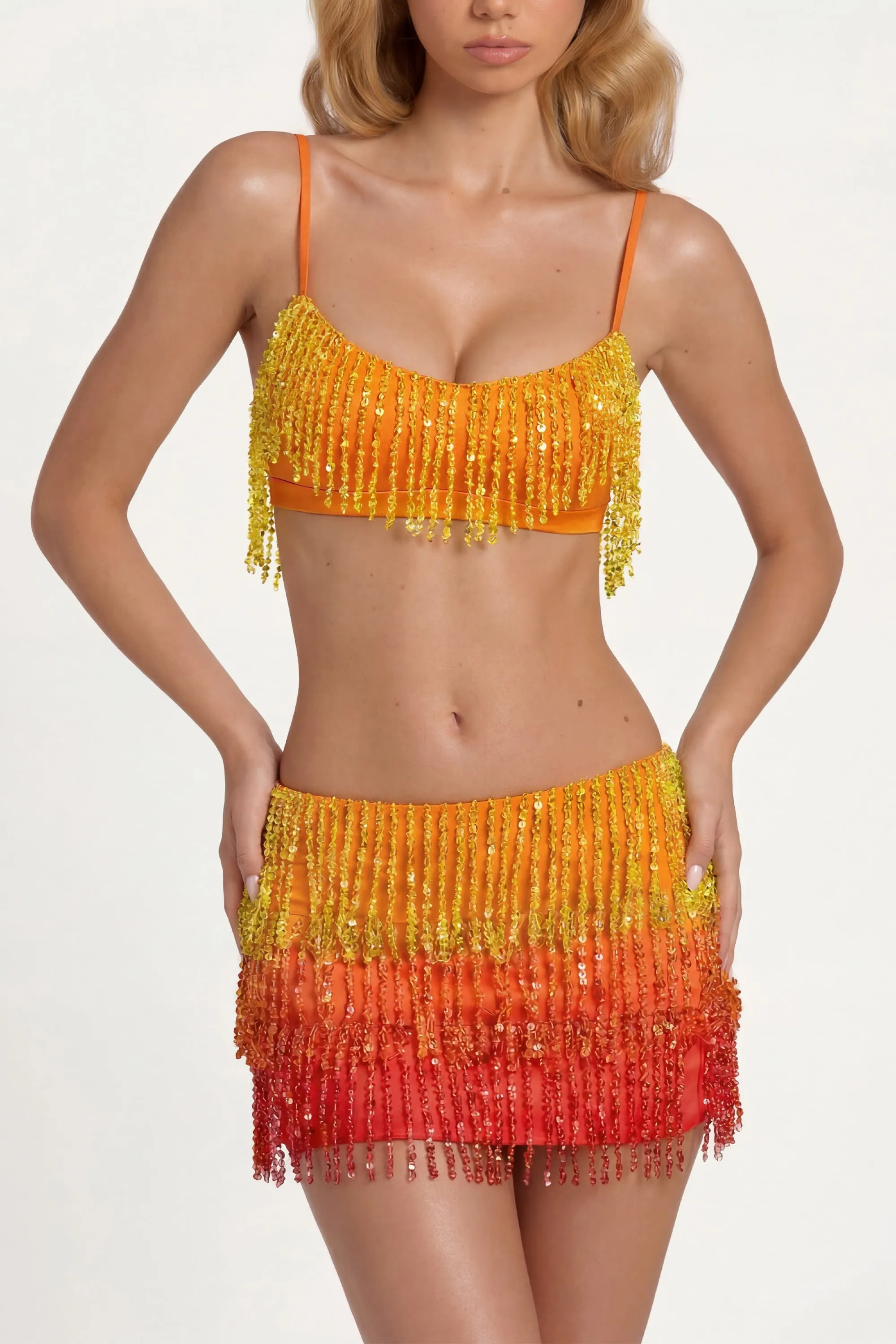 Fringed Bralette in Orange Ombre sold by Oh Polly product image thumbnail 4