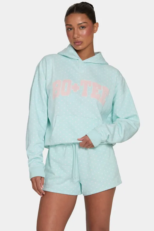 Oversized Applique Hoodie in Peppermint Polka Dot made by Bo + Tee