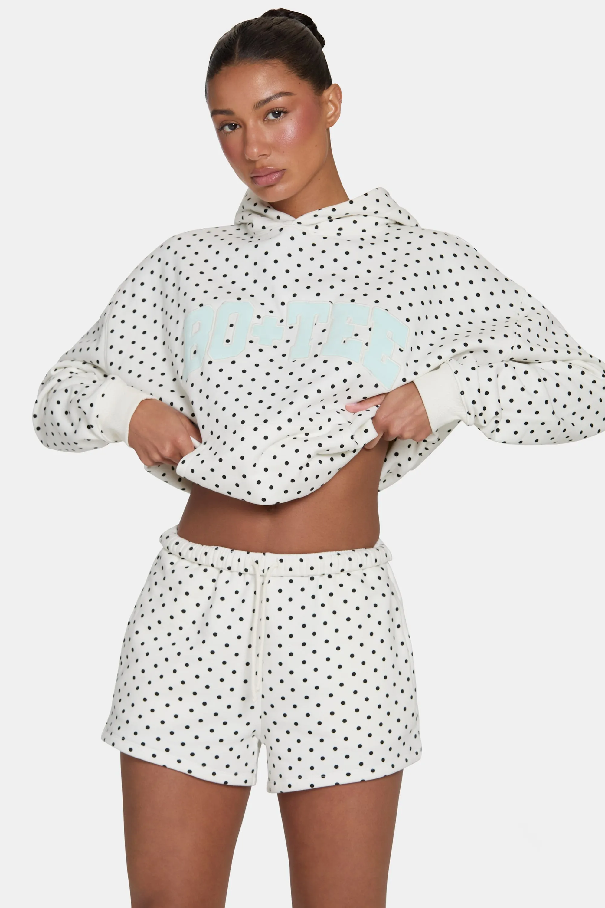 Sweat Shorts in Coconut Polka Dot sold by Oh Polly product image thumbnail 5