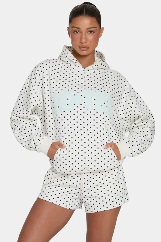 Oversized Applique Hoodie in Monochrome Polka Dot made by Bo + Tee
