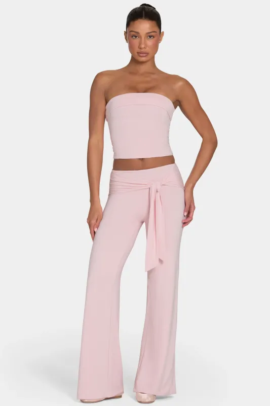 ButterCloud™ Tie-Waist Wide-Leg Trousers in Blush made by Bo + Tee
