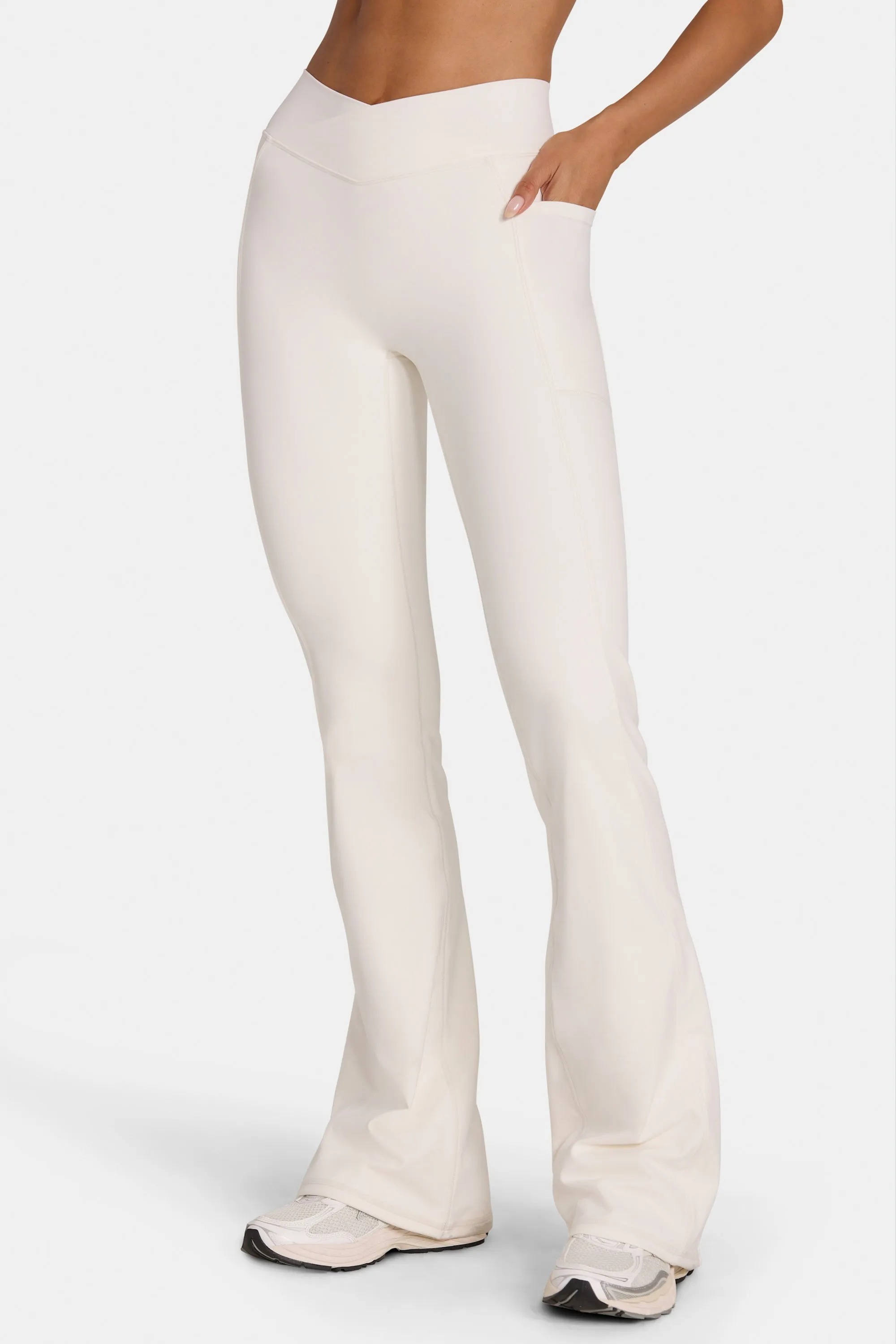 Soft Active V-Waist Flared Leggings in Coconut sold by Oh Polly product image thumbnail 4