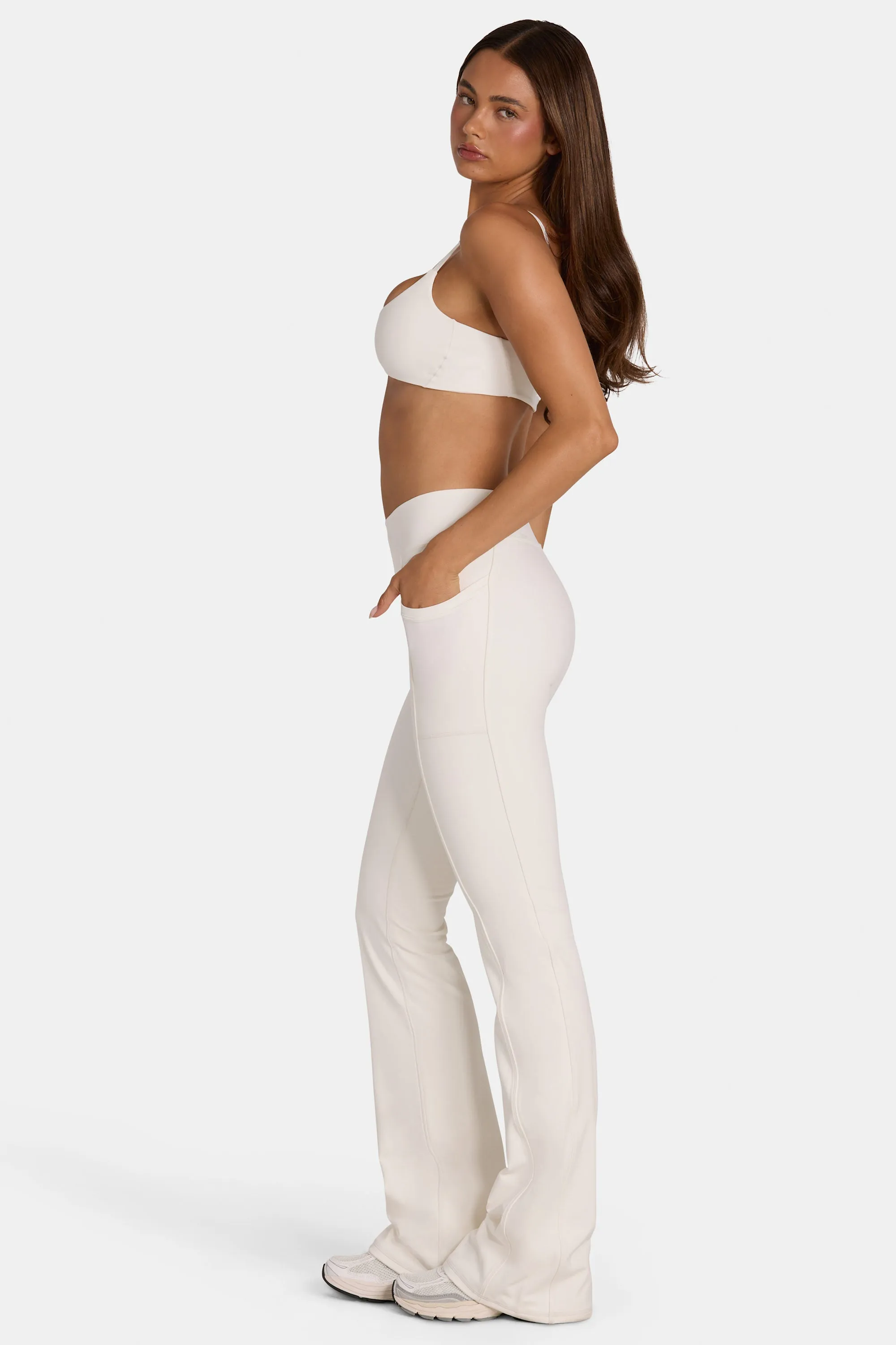Soft Active V-Waist Flared Leggings in Coconut sold by Oh Polly product image thumbnail 3