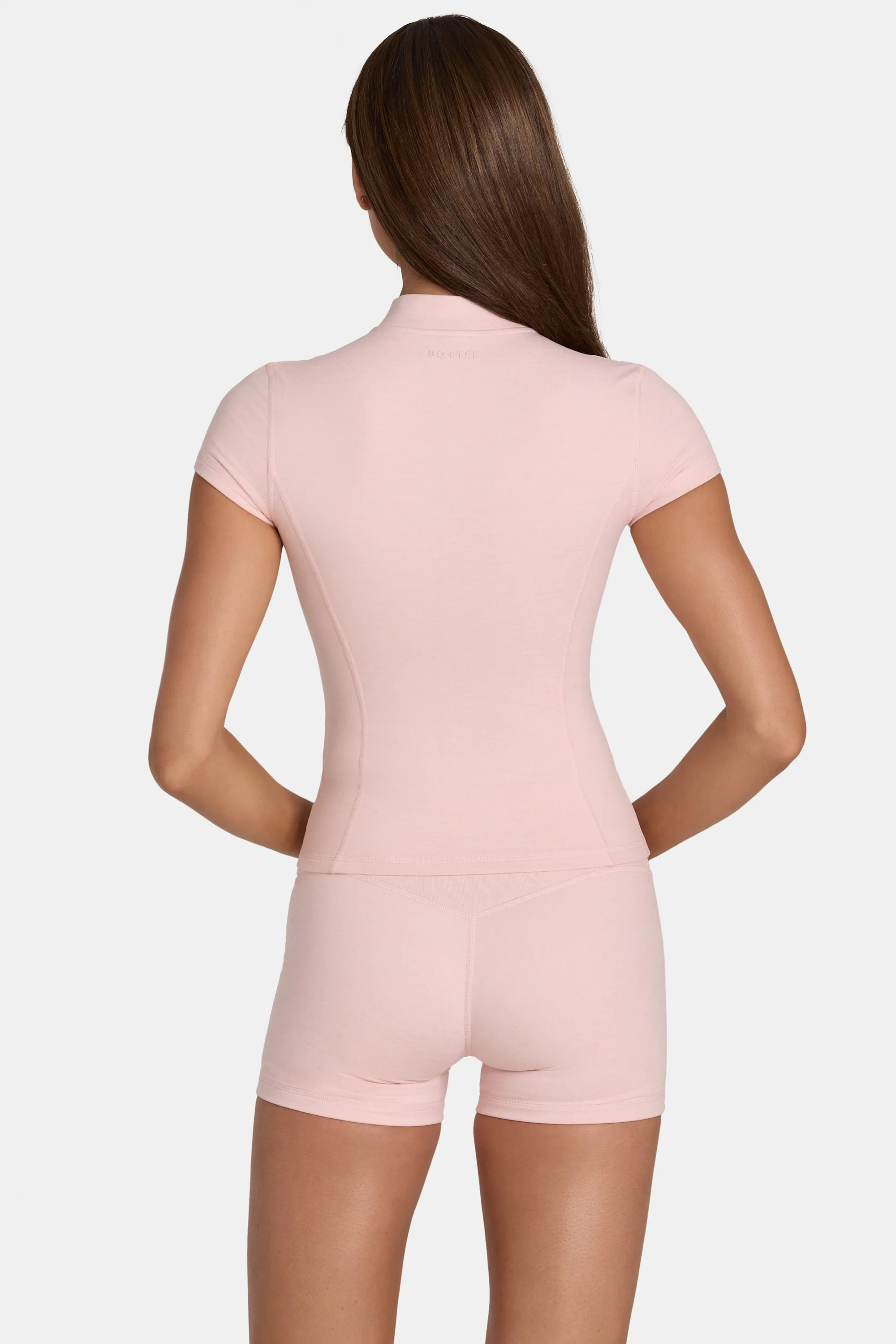 Soft Active Zip-Up Top in Blush Marl sold by Oh Polly product image thumbnail 2