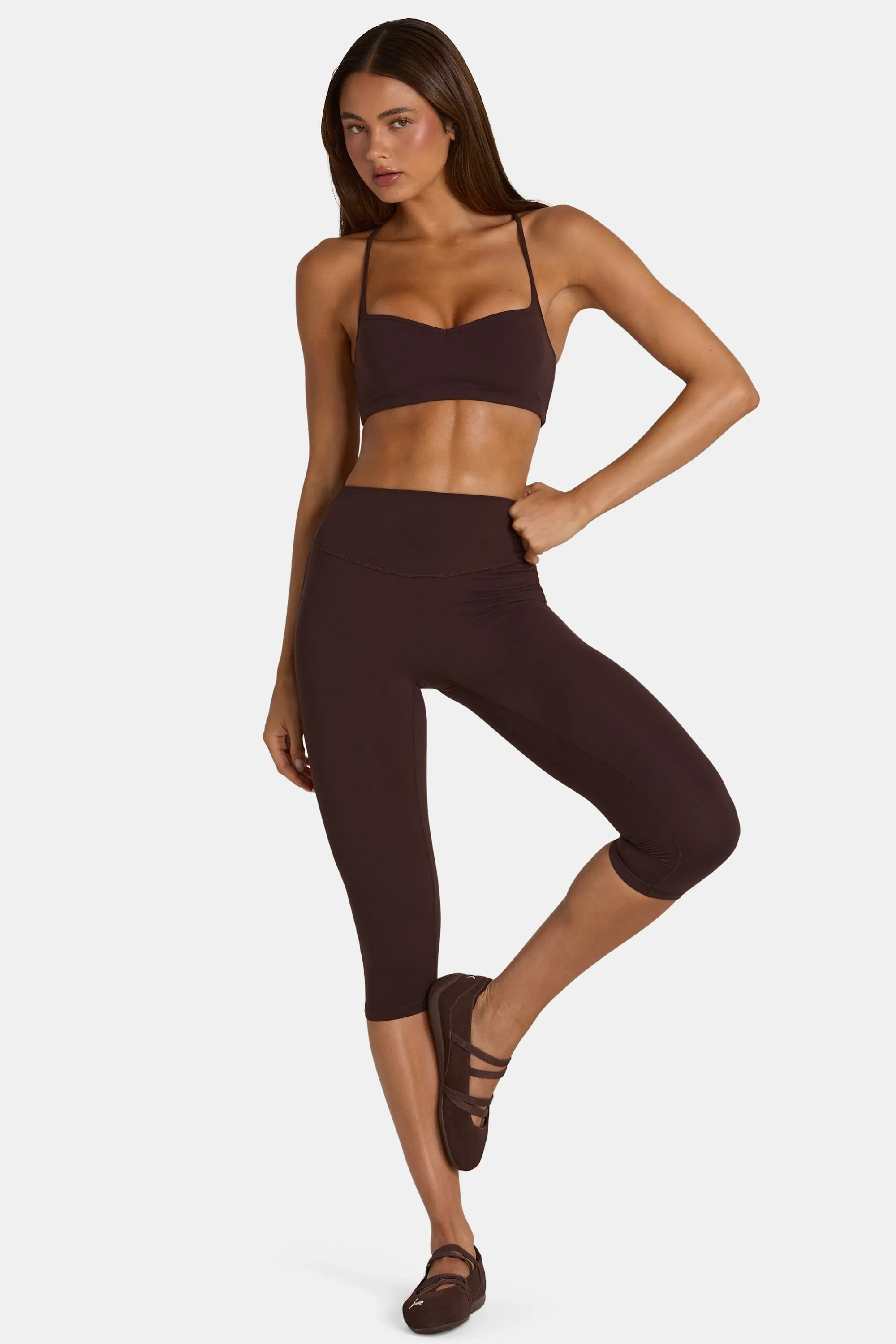 Soft Active Capri Leggings in Espresso sold by Oh Polly product image thumbnail 5