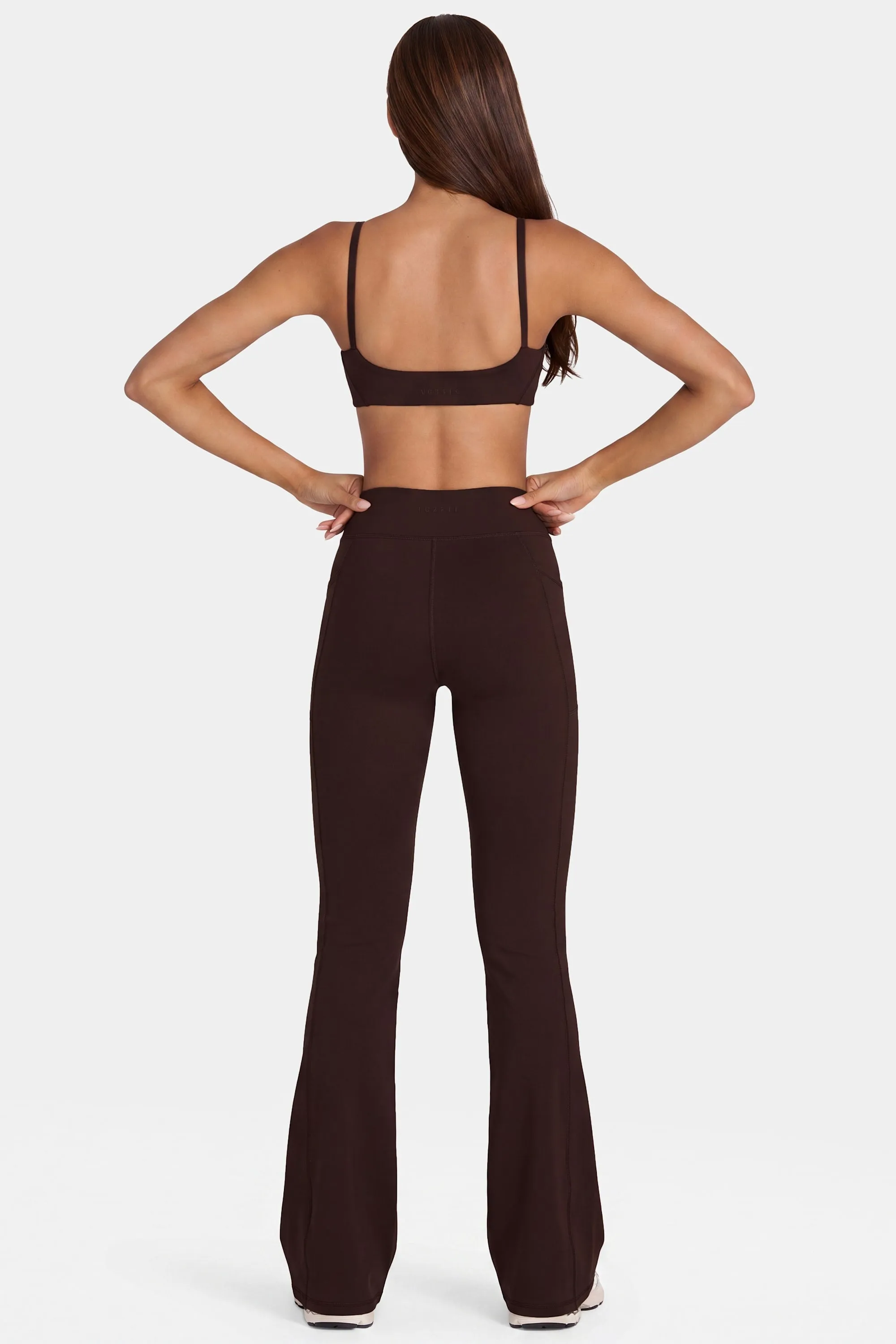 Soft Active V-Waist Flared Leggings in Espresso sold by Oh Polly product image thumbnail 2