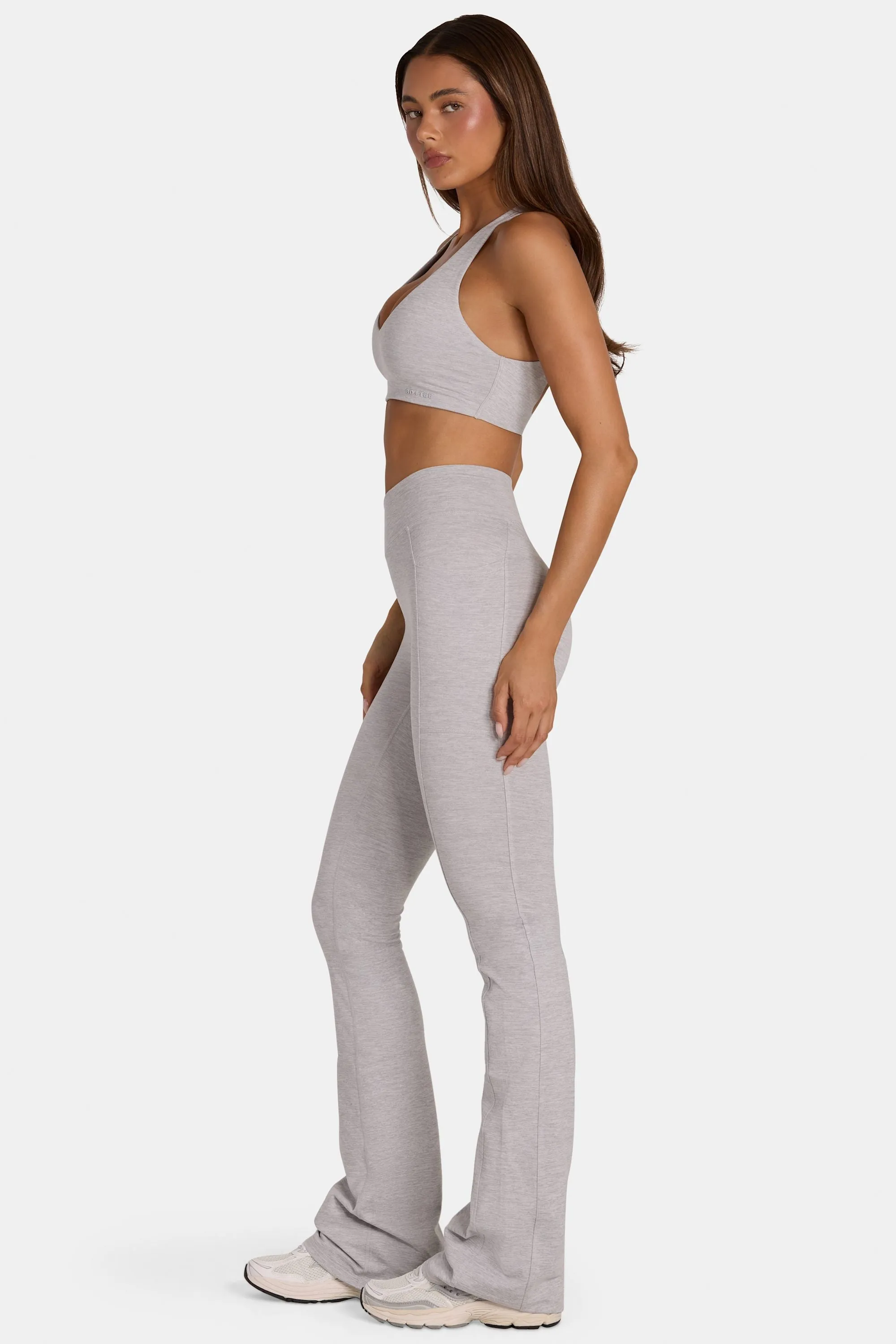 Soft Active V-Waist Flared Leggings in Grey Marl sold by Oh Polly product image thumbnail 3