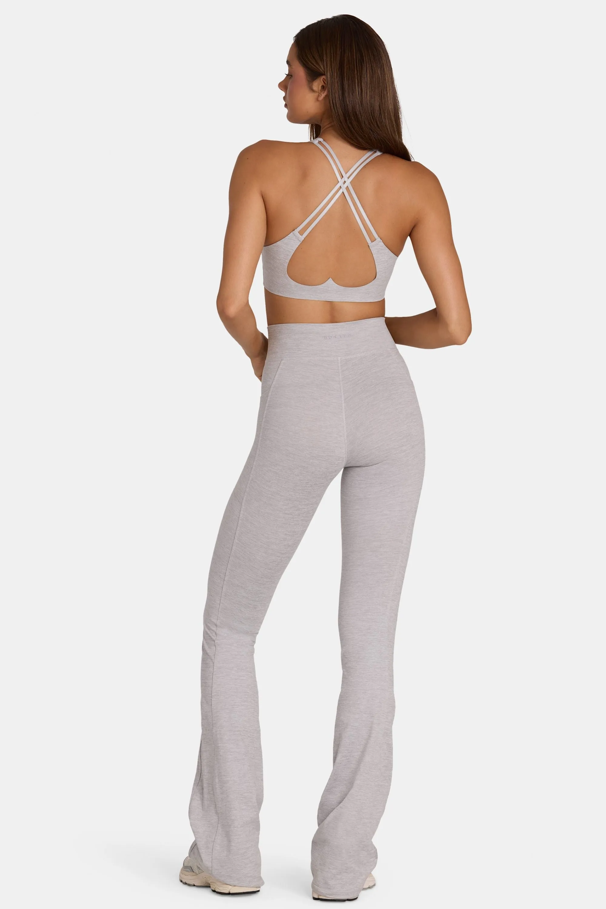 Soft Active V-Waist Flared Leggings in Grey Marl sold by Oh Polly product image thumbnail 2