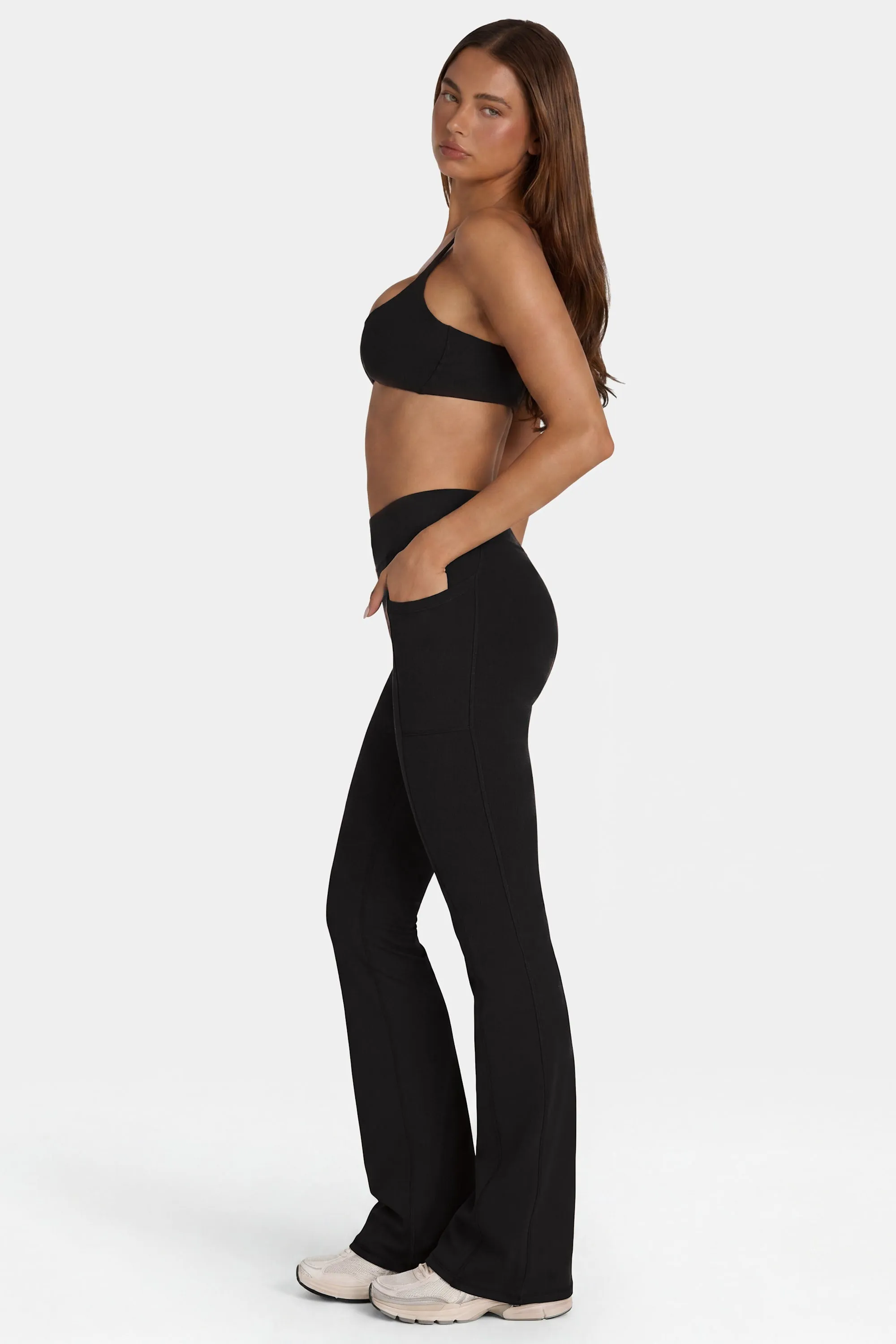 Soft Active V-Waist Flared Leggings in Black sold by Oh Polly product image thumbnail 3