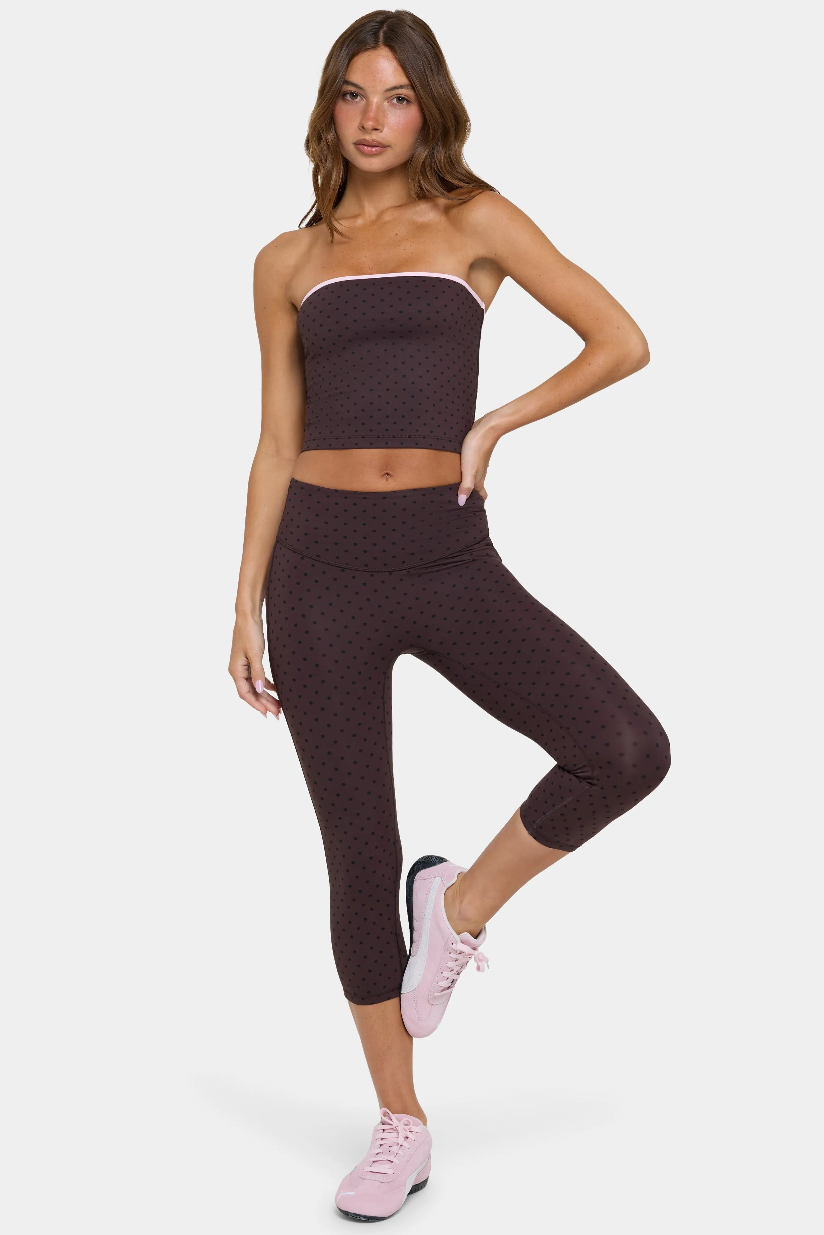 Soft Active Capri Leggings in Choc Chip sold by Oh Polly