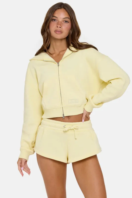 Oversized Zip-Up Hoodie in Buttercream made by Bo + Tee