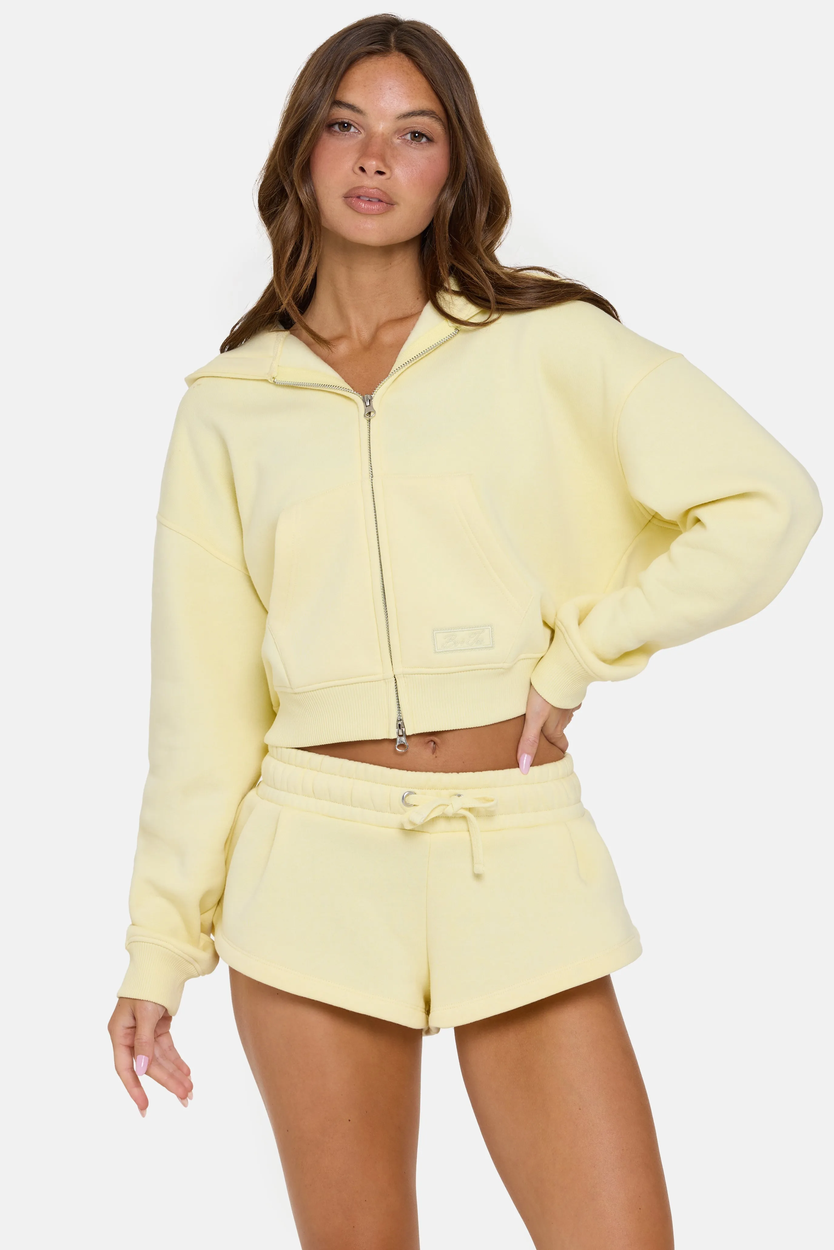 Oversized Zip-Up Hoodie in Buttercream sold by Oh Polly