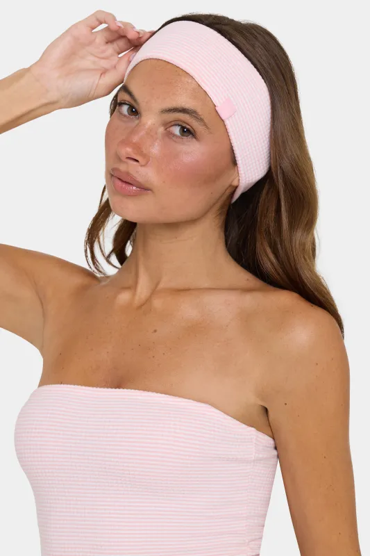 Ribbed Jersey Headband in Peach Stripe made by Bo + Tee