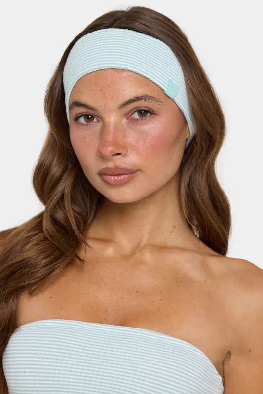 Ribbed Jersey Headband in Mint Stripe made by Bo + Tee