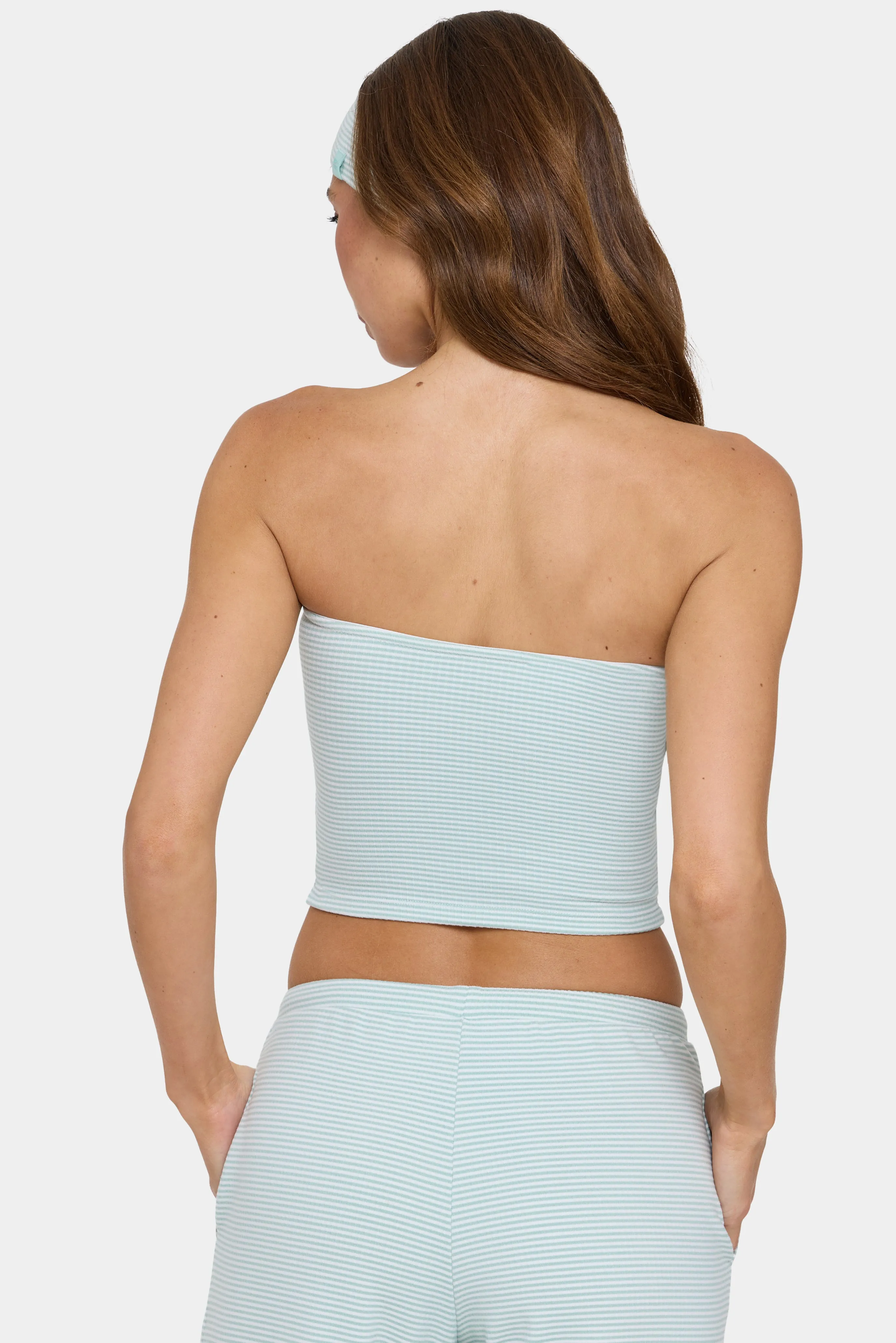 Ribbed Jersey Bandeau Top in Mint Stripe sold by Oh Polly product image thumbnail 2