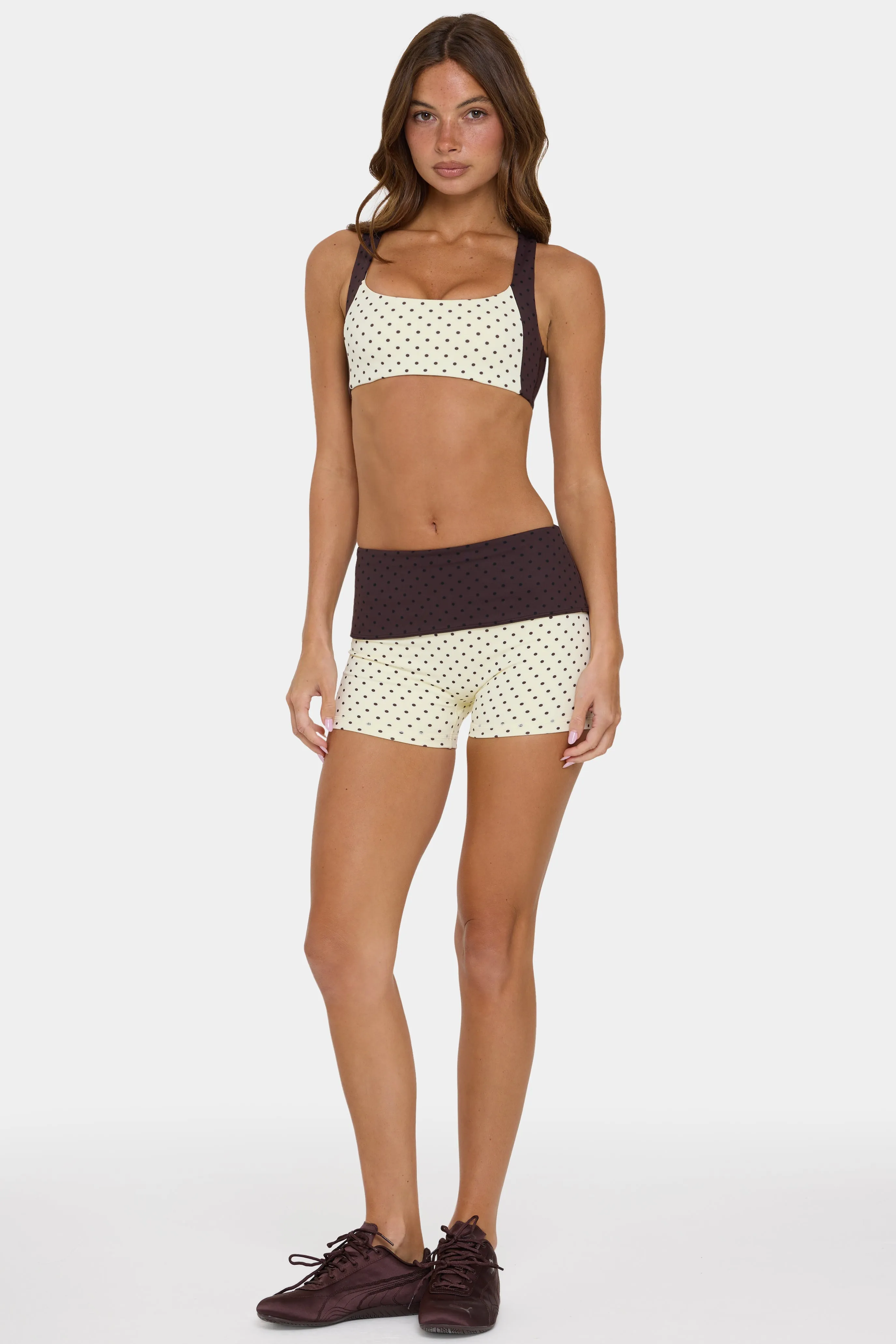 Soft Active Foldover Mini Shorts in Cookie Butter sold by Oh Polly product image thumbnail 5