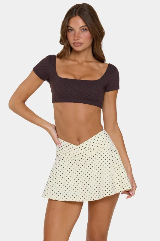 Soft Active Cap Sleeve Crop Top in Choc Chip made by Bo + Tee