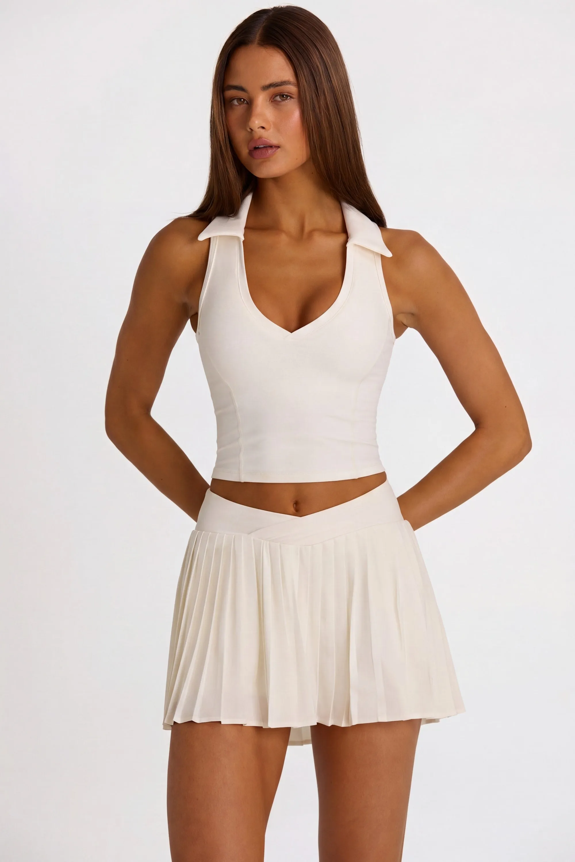 Soft Active Polo Crop Top in Coconut sold by Oh Polly product image thumbnail 5