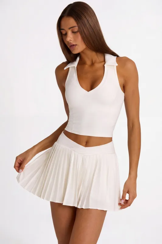 Soft Active Polo Crop Top in Coconut made by Bo + Tee
