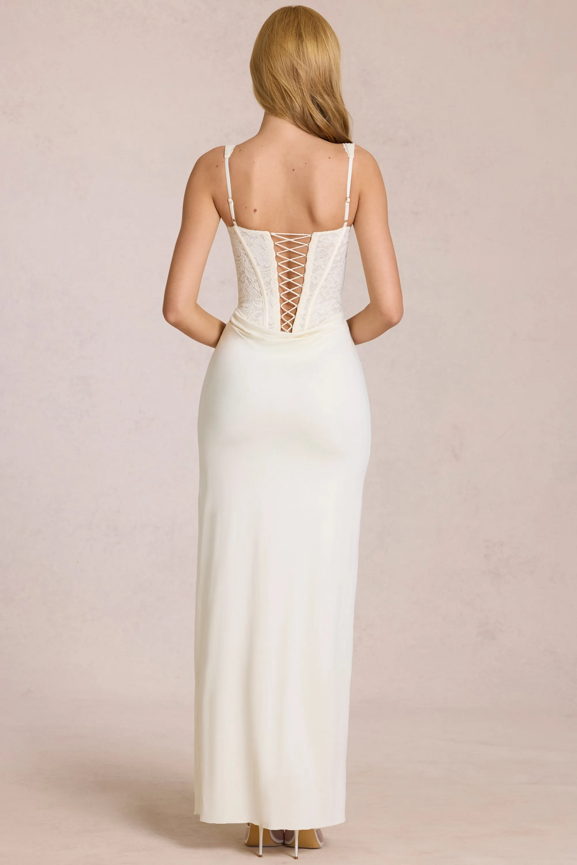 Lace Corset Maxi Dress in Pearl sold by Oh Polly product image thumbnail 2