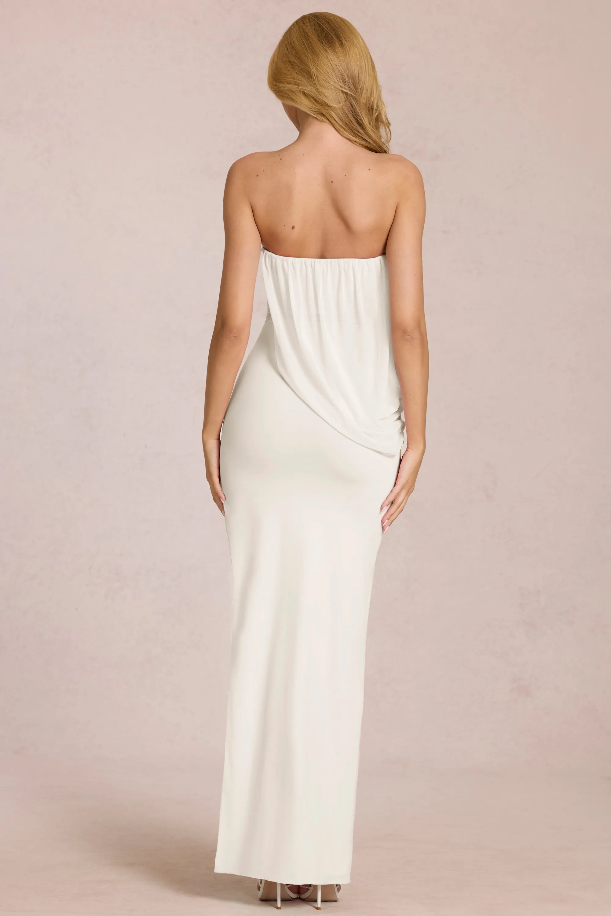 Bandeau Draped Maxi Dress in Pearl sold by Oh Polly product image thumbnail 5