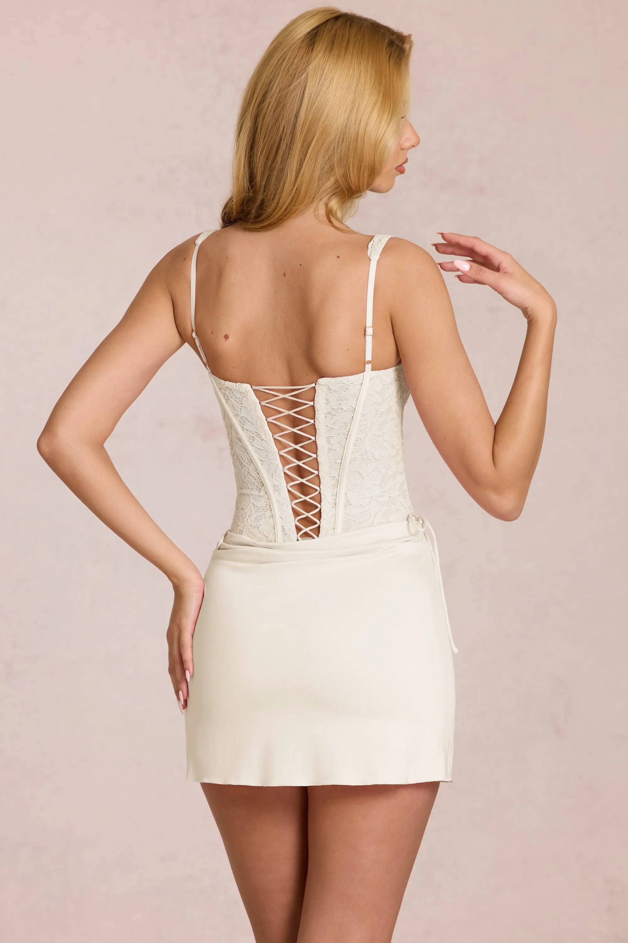 Lace Corset Mini Dress in Pearl sold by Oh Polly product image thumbnail 5