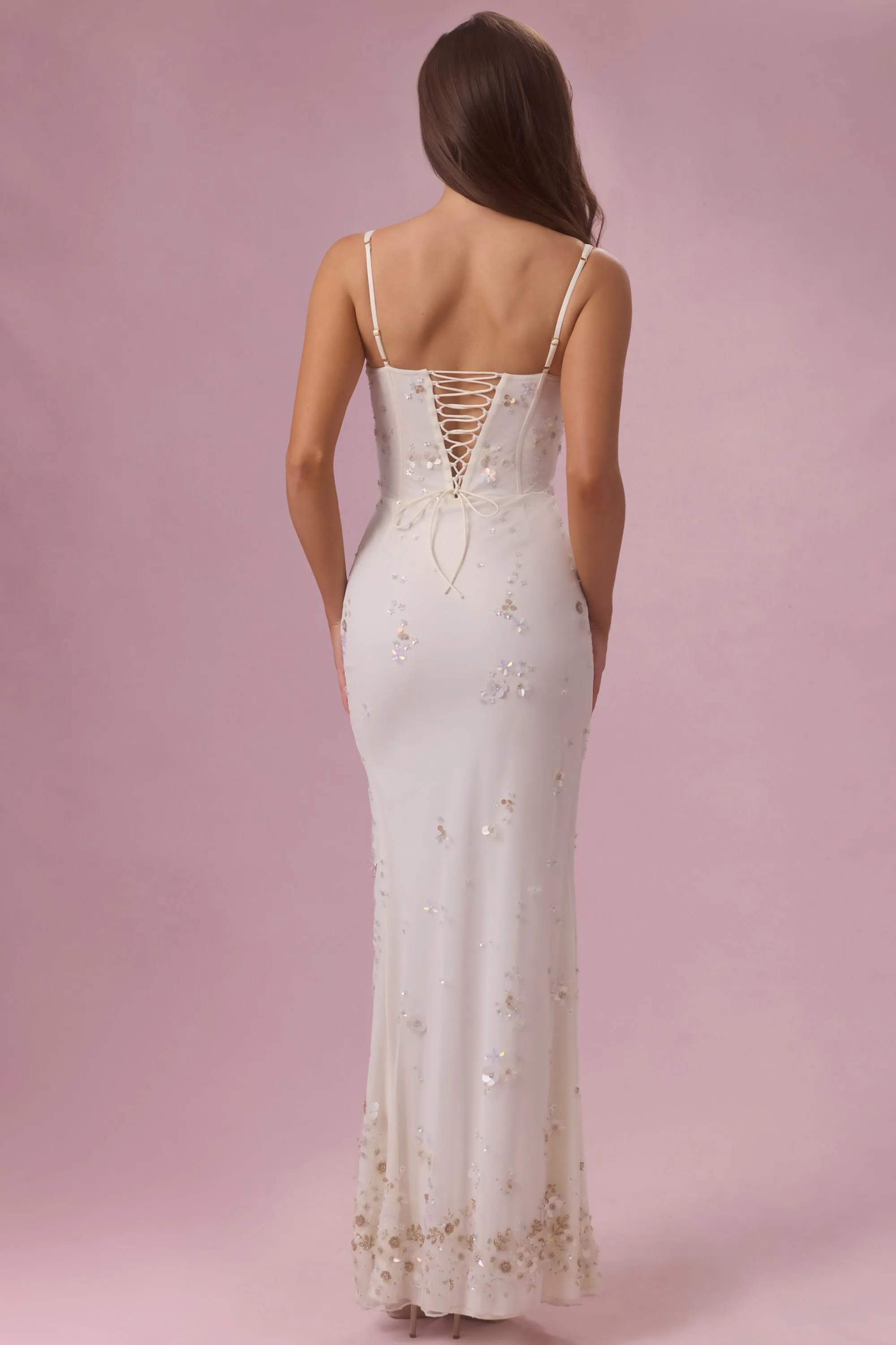 Embellished Corset Maxi Dress in Pearl sold by Oh Polly product image thumbnail 2
