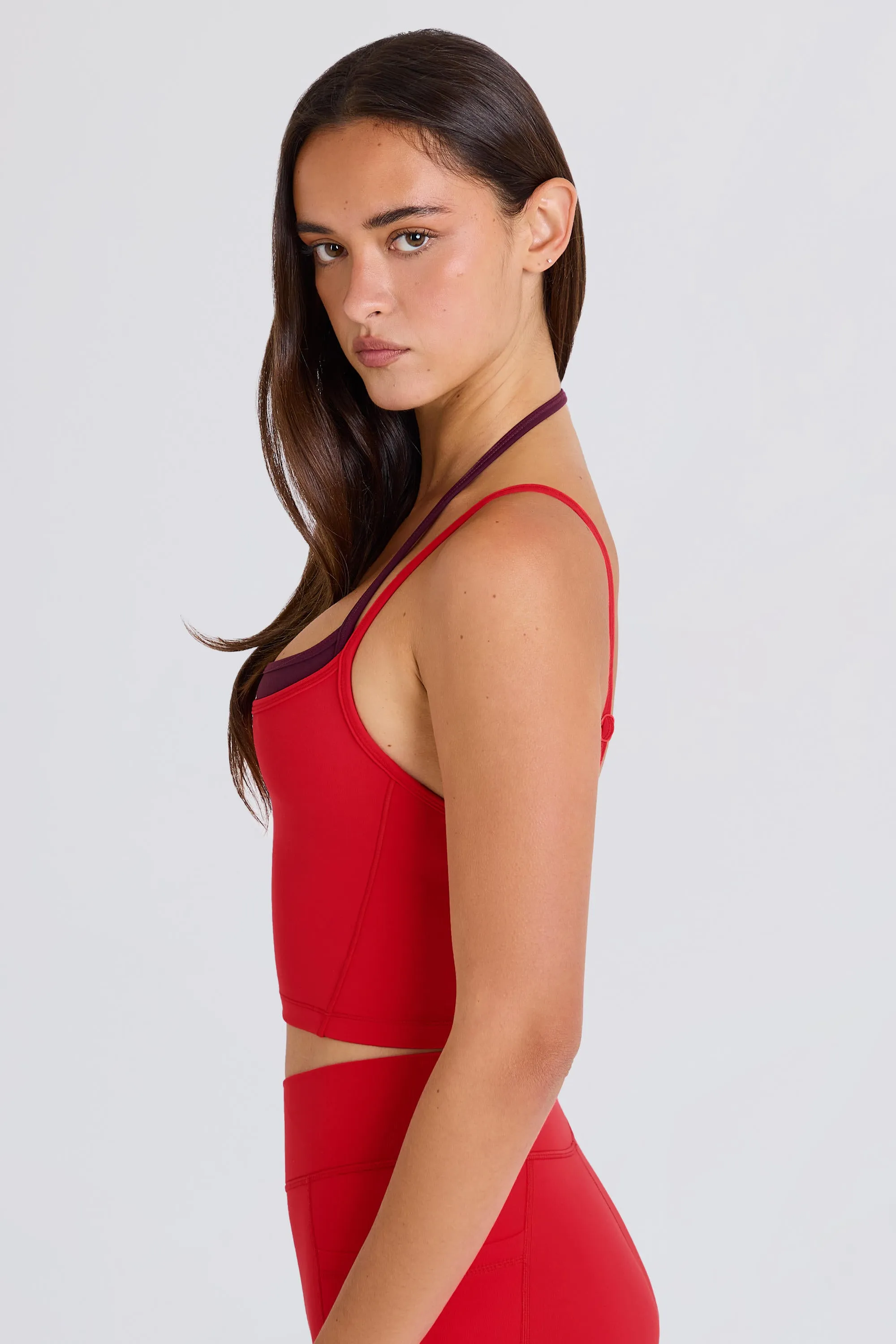 Soft Active Layered Cropped Tank Top in Strawberry sold by Oh Polly product image thumbnail 3