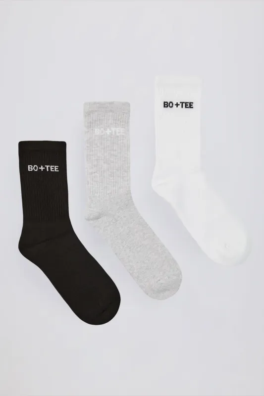 Ribbed Crew Sock Bundle in Multi made by Bo + Tee